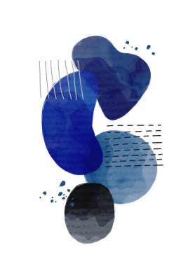 Oval şekilli minimalist poster. El boyası fırça vektör dokusu. Kozmik suluboya çağdaş kolaj çizimi. Broşürler, duvar dekorları, kartpostallar, gazete kapakları için uygun.