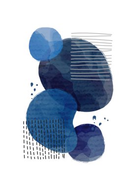 Oval şekilli minimalist poster. El boyası fırça vektör dokusu. Kozmik suluboya çağdaş kolaj çizimi. Broşürler, duvar dekorları, kartpostallar, gazete kapakları için uygun.