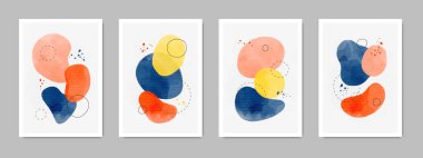 Oval şekilli soyut minimalist sanat geçmişleri. El boyası fırça vektör dokusu. Çağdaş suluboya kolaj illüstrasyonu. Broşürler, duvar dekorları, kartpostallar, gazete kapakları için uygun
