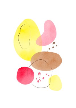 Oval şekilli ve karalamalı modern minimalist sanat geçmişi. El boyası fırça vektör dokusu. Yüzyılın ortalarında suluboya resim. Broşürler, duvar dekorları, kartpostallar, gazete kapakları için uygun