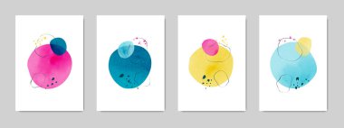 Oval şekilli modern minimalist sanat geçmişleri. El boyası fırça vektör dokusu. Çağdaş suluboya kolaj illüstrasyonu. Broşürler, duvar dekorları, kartpostallar, gazete kapakları için uygun.