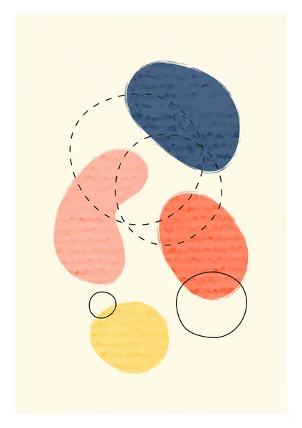 Minimalistisk Affisch Med Ovala Former Handmålad Vektorstruktur Geometriska Samtida Collage — Stock vektor