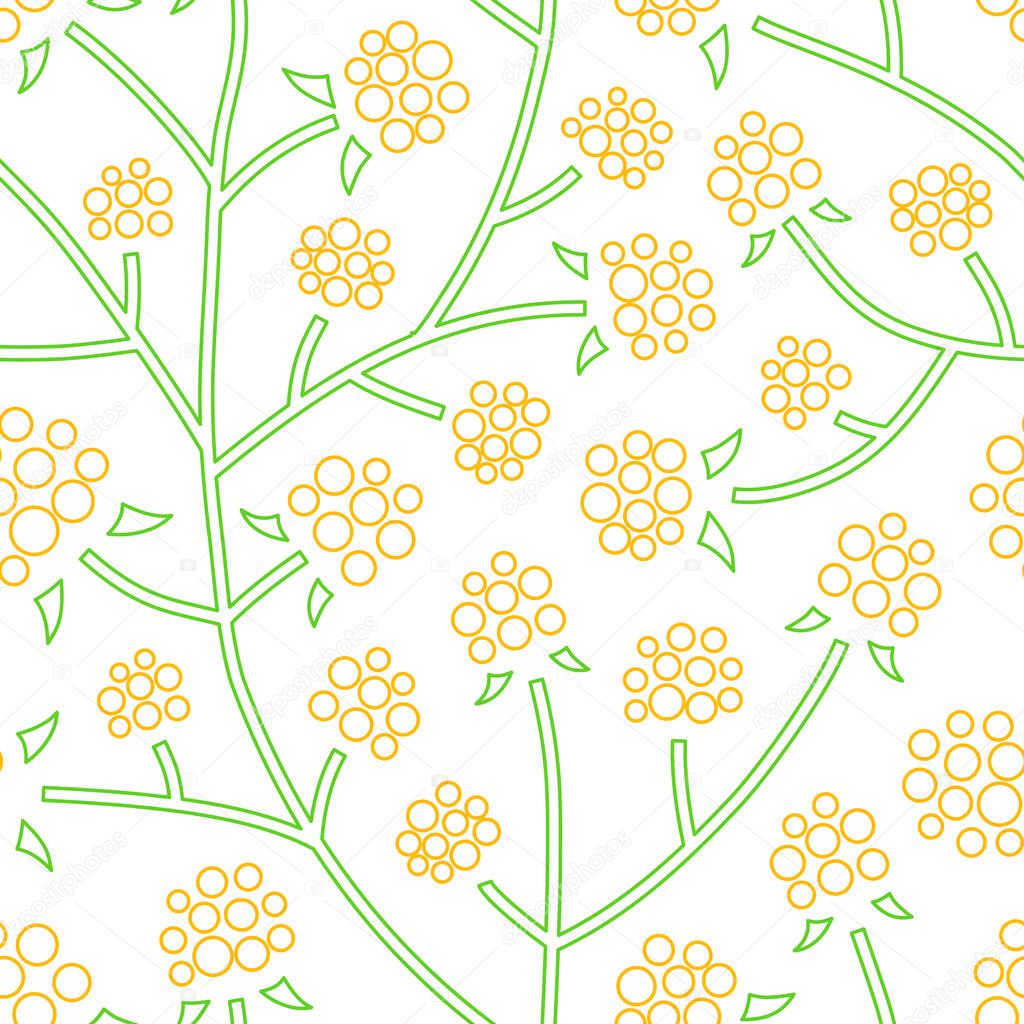 White seamless pattern with endless cloudberry thickets. Perfect for packaging, bed clothes, paperhangings.