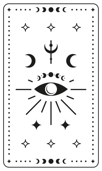 Cartão Tarô Oculto Magia Negra Com Símbolos Boho Terceiro Olho — Vetor de Stock