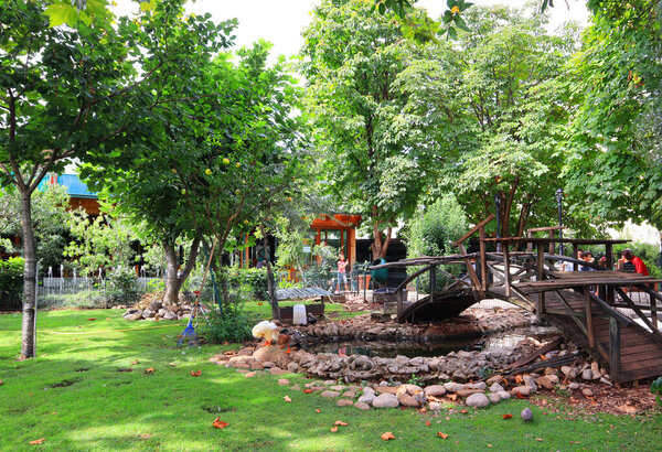 Small park near bus station in Budva, Montenegro 