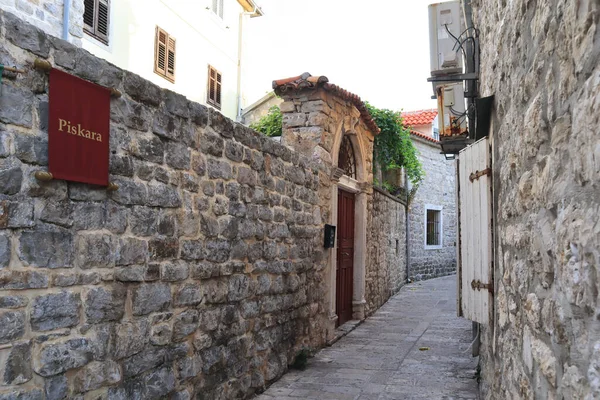 Rua Estreita Cidade Velha Budva Montenegro — Fotografia de Stock