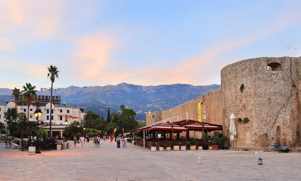 Budva Montenegro September 2021 Straßencafé Der Altstadt Von Budva — Stockfoto