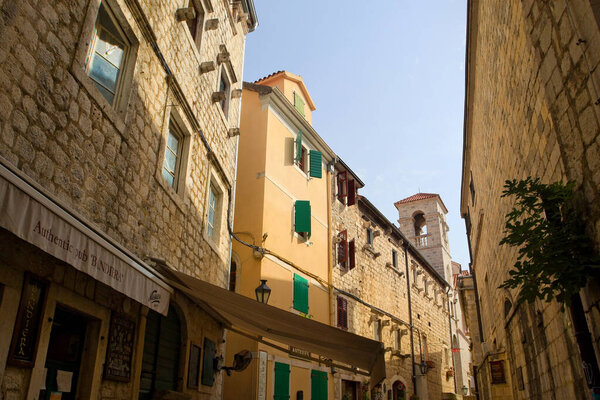 Narrow street of Old Town in Kotor, Montenegro