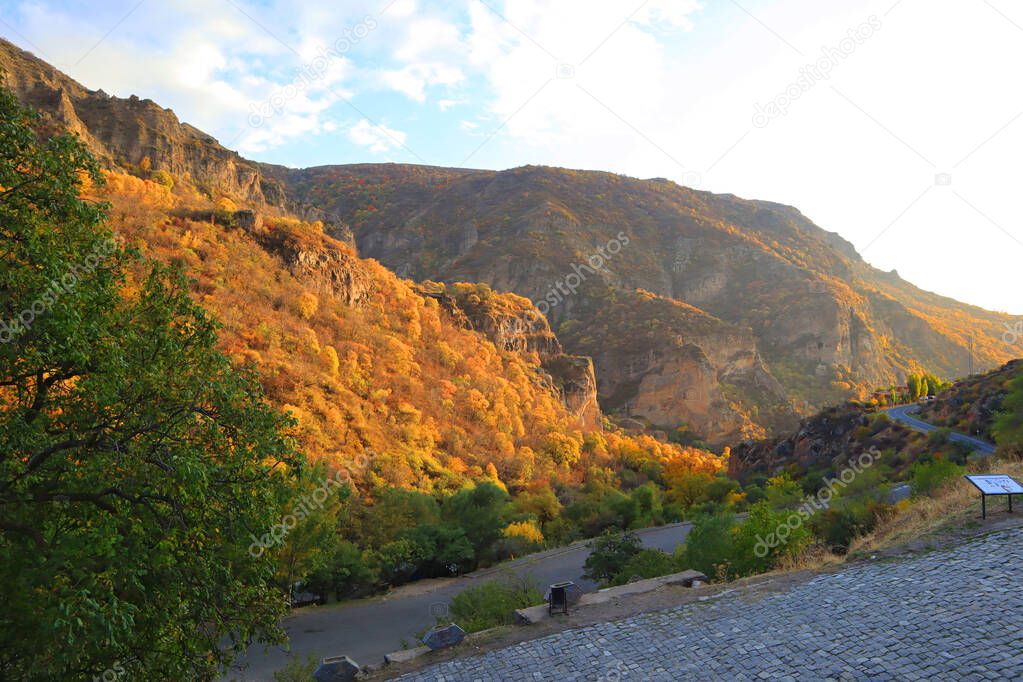 Autumn landscape near Geghard Monastery in Armenia