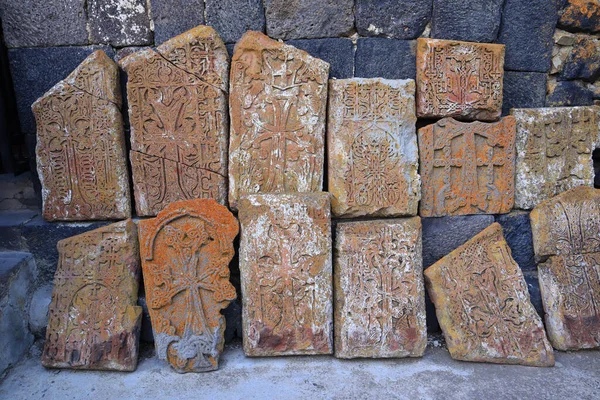 Khachkars Antiguos Cerca Del Sevanavank Monasterio Sevanavank Armenia —  Fotos de Stock