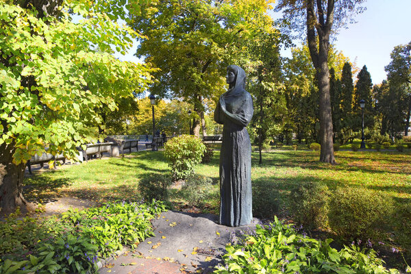 Monument to the famous acter Maria Zankovetskaya in Mariinskyi Park in Kyiv, Ukraine