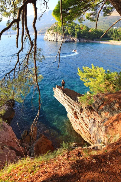 Гарний Скелястий Пляж Светі Стефан Чорногорія — стокове фото