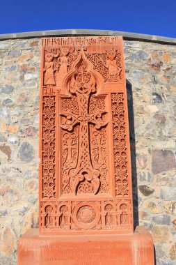 Ermenistan 'daki Khor Virap Manastırı yakınlarındaki antik haçkar