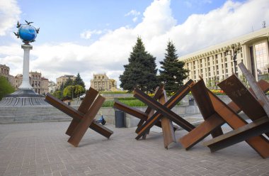 Ukrayna 'nın başkenti Kyiv' de savaş zamanı Bağımsızlık Meydanı