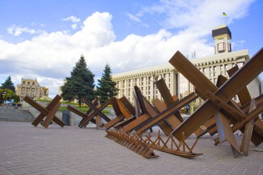 Ukrayna 'nın başkenti Kyiv' de savaş zamanı Bağımsızlık Meydanı