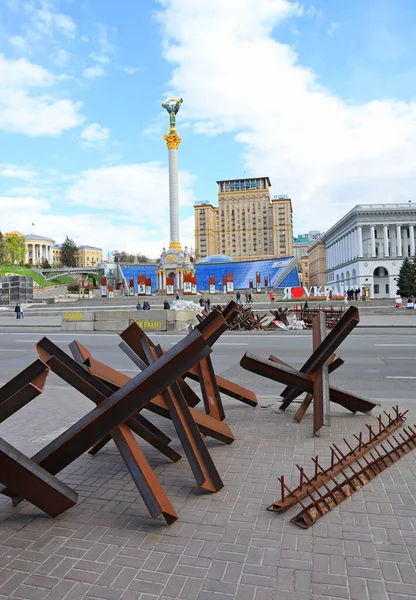 Independence Square War Time Kyiv Ukraine — стоковое фото