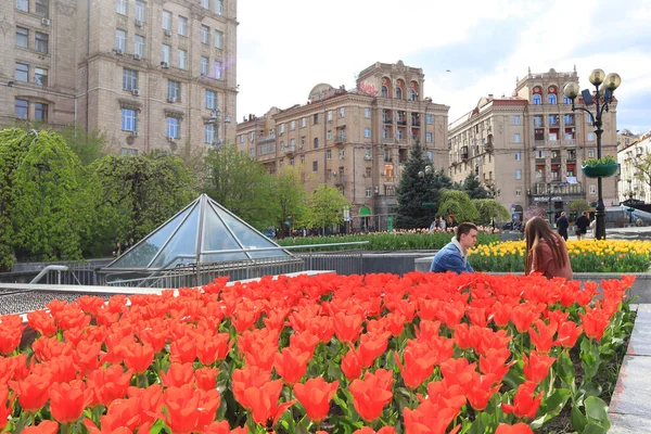 Plac Niepodległości Czasie Wojny Kijowie Ukraina — Zdjęcie stockowe