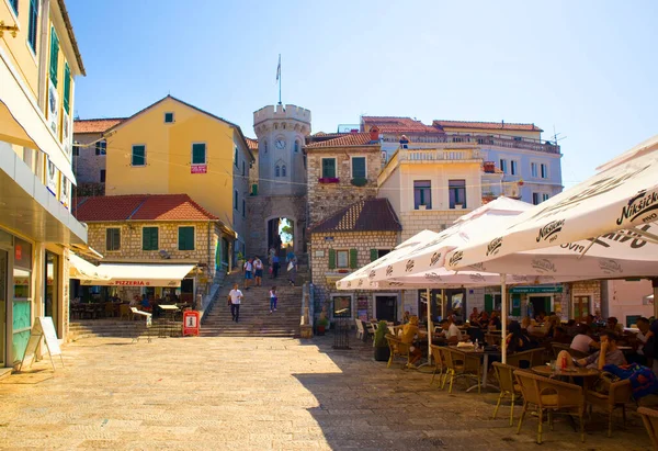 Herceg Novi Montenegro September 2021 Sat Kula Clock Tower Downtown — Stock Photo, Image