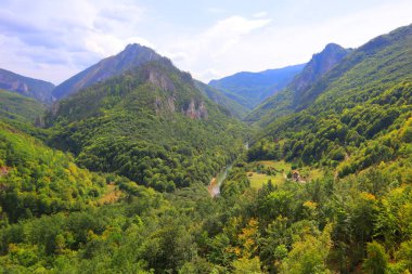 Karadağ 'da Tara nehri yakınlarındaki dağlarla manzara