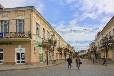 Kolomyya, Ukraine - May 2022. Historical street in downtown of Kolomyya, Ukraine