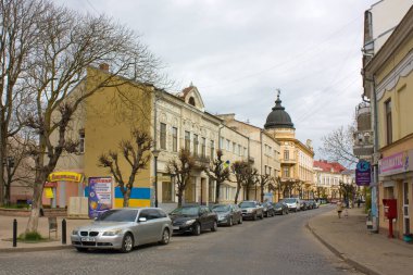 Ukrayna 'nın Kolomyya şehrinde tarihi bir cadde.
