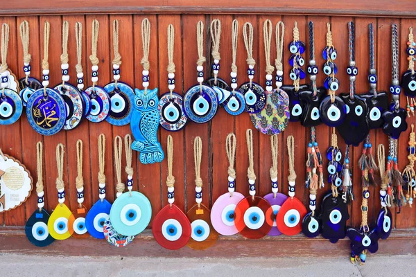 Turkish Evil Eye Amulets Brown Wall Sale — Zdjęcie stockowe