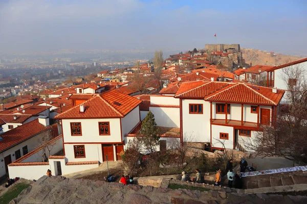 Red Roofs Downtown Khizar Citadel Ankara Turkey — ストック写真