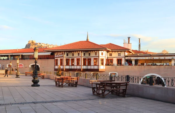 Traditional Street Cafe Turkish Houses Downtown Ankara Turkey —  Fotos de Stock