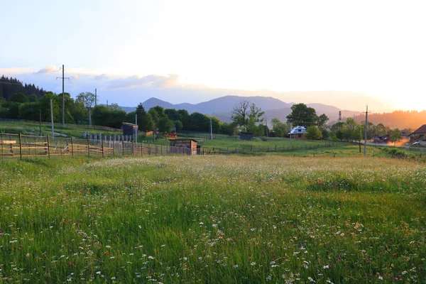 Landscape Carpathian Mountains Sunset Time Verkhovyna Ukraine — Stockfoto