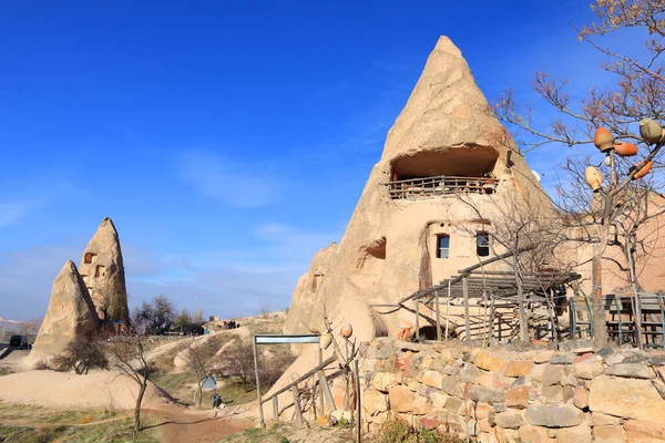 Valley Old Houses Rocks Uchisar Cappadocia Turkey — Zdjęcie stockowe