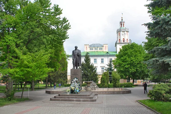 Monument Taras Shevchenko City Hall Sambir Lviv Oblast Ukraine — 图库照片