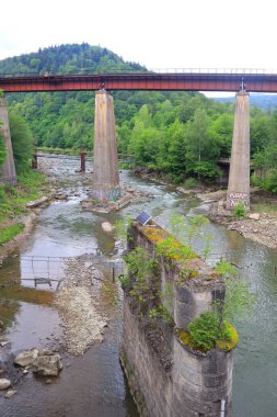 Railway bridge over the river Prut in Yaremche, Ukraine