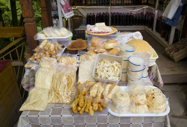 Local Homemade Cheese Sale Yaremche Ukraine — Fotografia de Stock