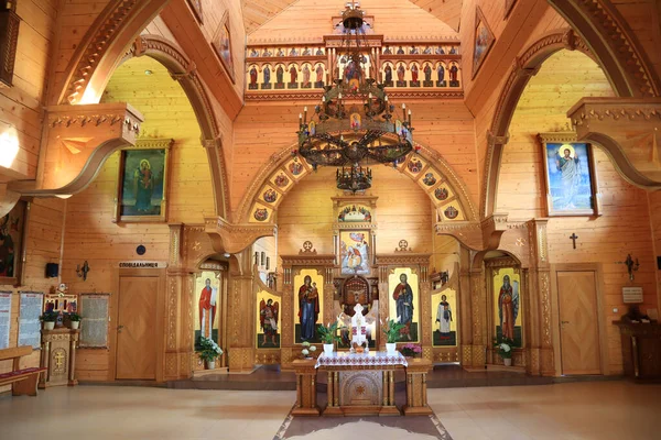 Interior Wooden Church Prophet Ilya Yaremche Ukraine — Foto de Stock