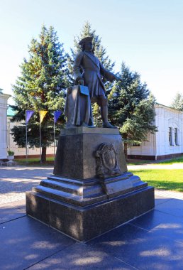 Monument to Peter I near Museum in Historical and cultural reserve 