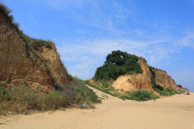 Black Sea coast in sunny day near the village of Sanzheyka in Odessa region, Ukraine
