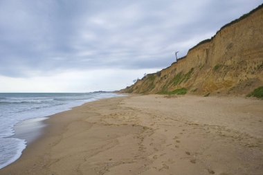 Black Sea coast in cloudy day near the village of Sanzheyka in Odessa region, Ukraine