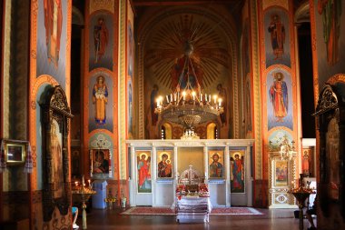 Interior of Church of the Assumption of the Blessed Virgin Mary (Mother of God Pirogoshcha) on Podil in Kyiv, Ukraine