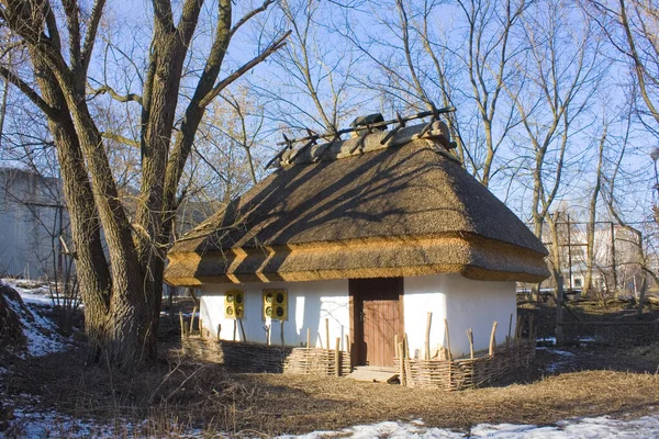 Старий Українець Козацькому Селі Мамаева Слобода Києві Україна — стокове фото