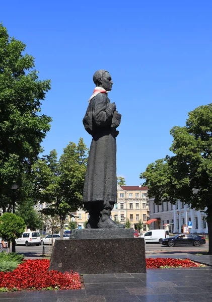 Monument Grigory Skovoroda Kontraktova Square Podil Kyiv Ukraine — Zdjęcie stockowe
