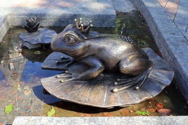 Sculpture of frog princess near Kyiv Puppet Theater, Ukraine