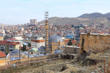 Kursunlu Mosque and panorama of Nevsehir city, Cappadocia, Turkey