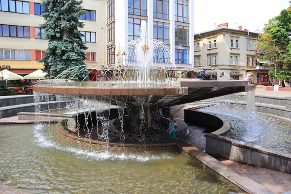 Fountain Vichev Maidan Ivano Frankivsk Ukraine — стокове фото
