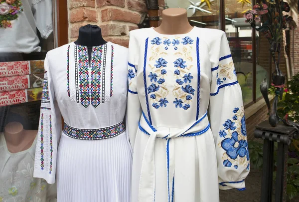 National women's shirts with embroidery cross (embroidery)