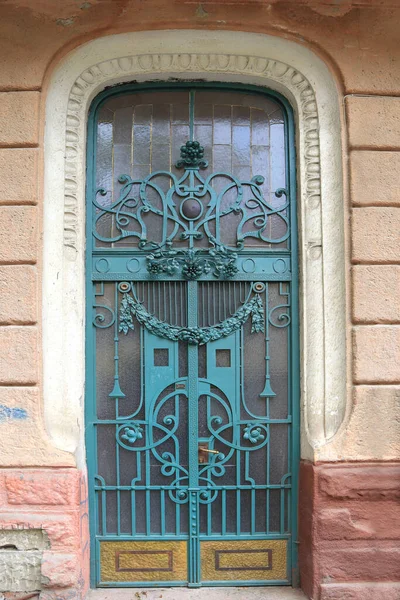 Vintage Entrance Green Door Downtown Ivano Frankivsk Ukraine — Photo
