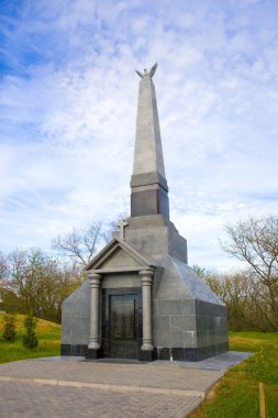 Crypt with Obelisk at the site of an old Romanian cemetery in Izmail, Ukraine