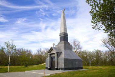Crypt with Obelisk at the site of an old Romanian cemetery in Izmail, Ukraine