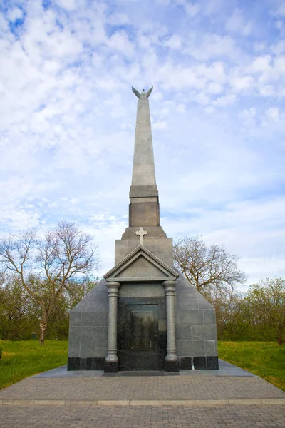 Crypt with Obelisk at the site of an old Romanian cemetery in Izmail, Ukraine