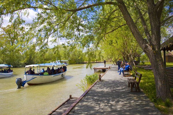 Touristic ship at Danube river in Vilkovo, Ukraine