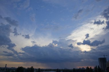 View of the cloudy sky at sunset time